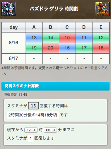 メタドラ・ゴルドラをはじめとしたゲリラダンジョンの時間割を調べられるサイト パズドラ攻略日記