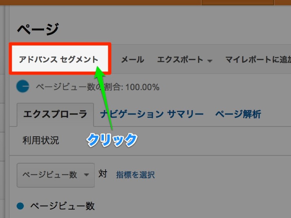 「アドバンスセグメント」をクリック